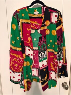 Vintage Lady Carol Women’s Patterned Green Multi-Color Blazer Jacket